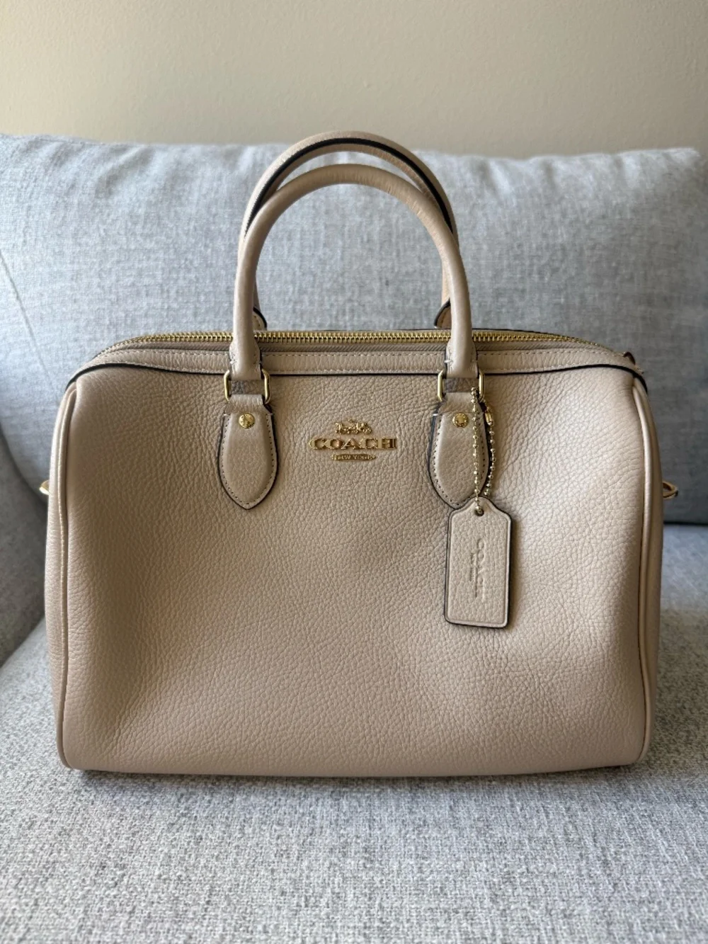 Rowan Large Satchel Bag In Signature Leather - Oat - Picture 1 of 5